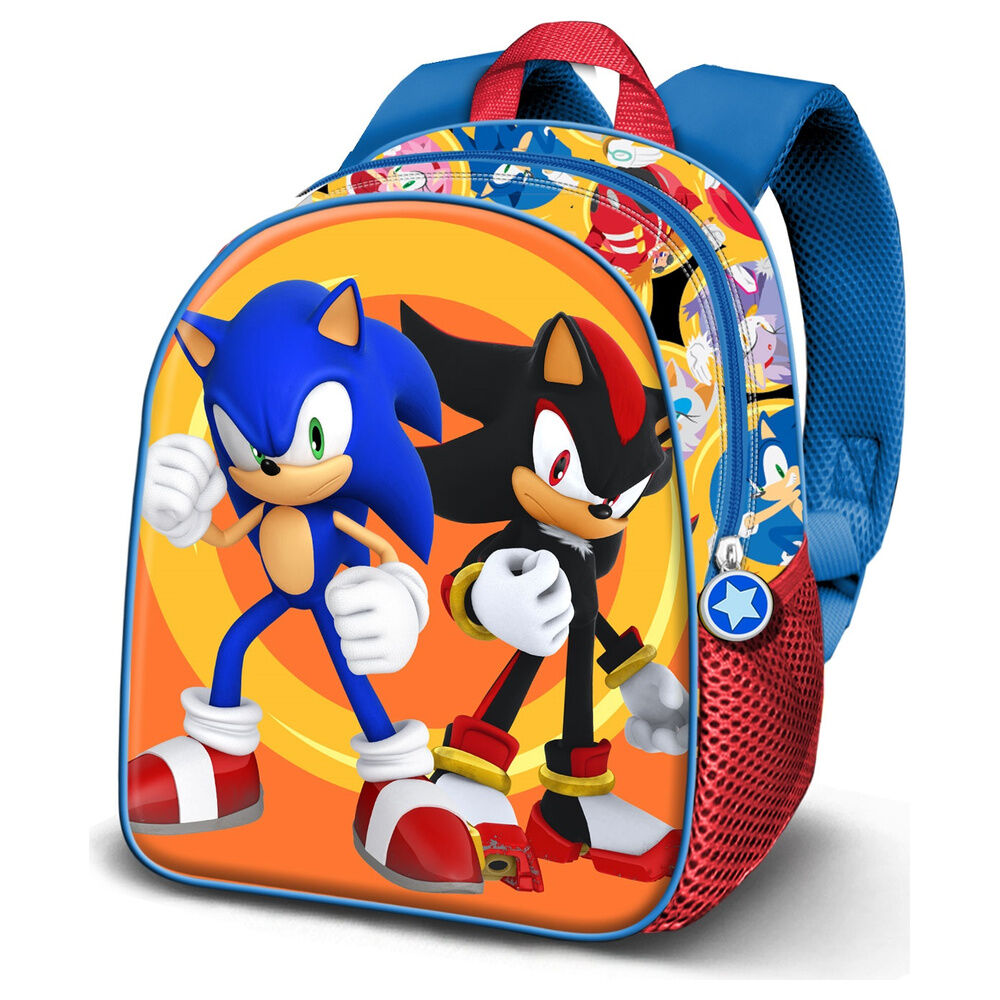 Mochila 3D de Sonic y Shadow con asa y espalda acolchadas