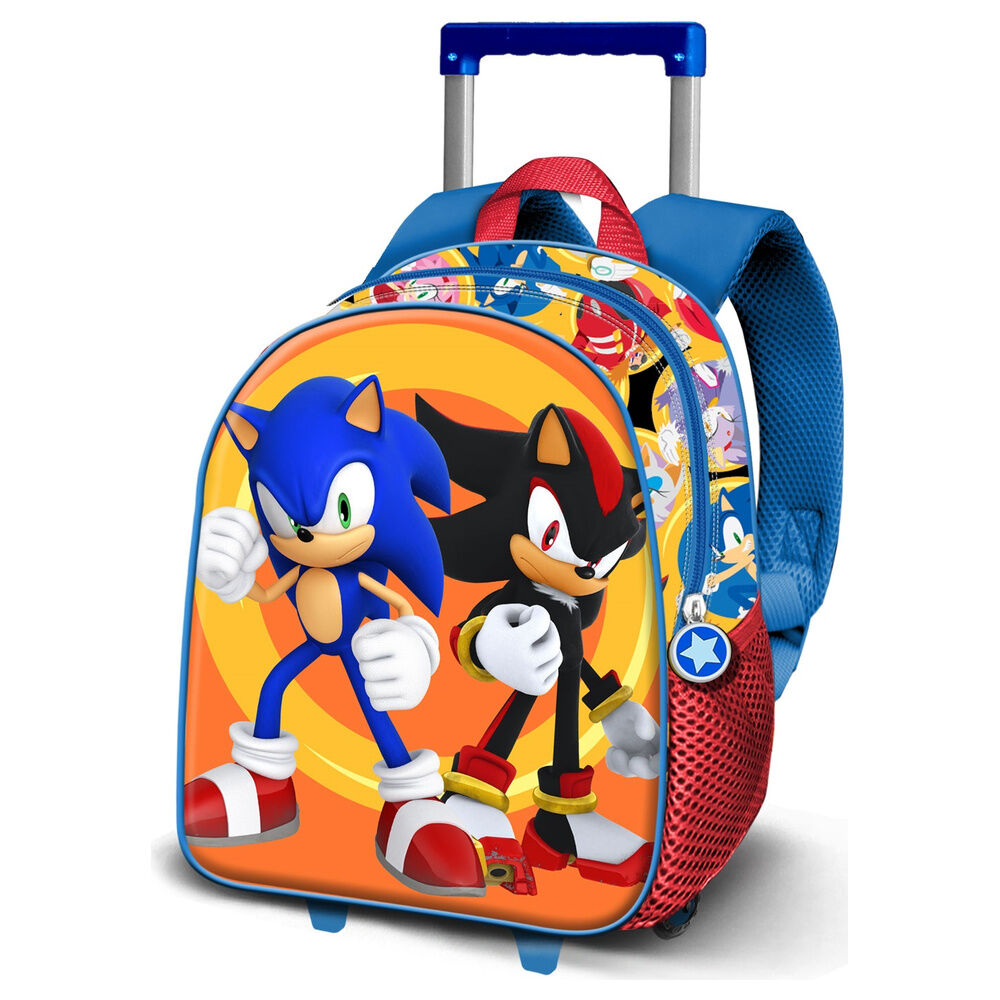 Trolley 3D de Shadow y Sonic the Hedgehog con ruedas y asa