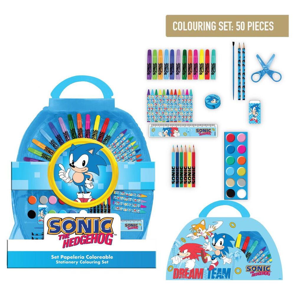 Set de papelería coloreable Sonic the Hedgehog de 50 piezas