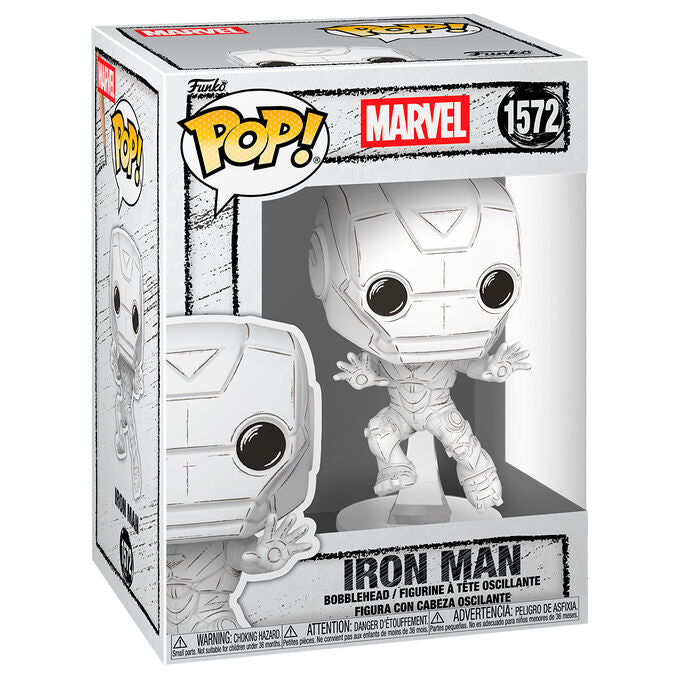 Figura Funko POP! de Iron Man blanca sobre base - 2