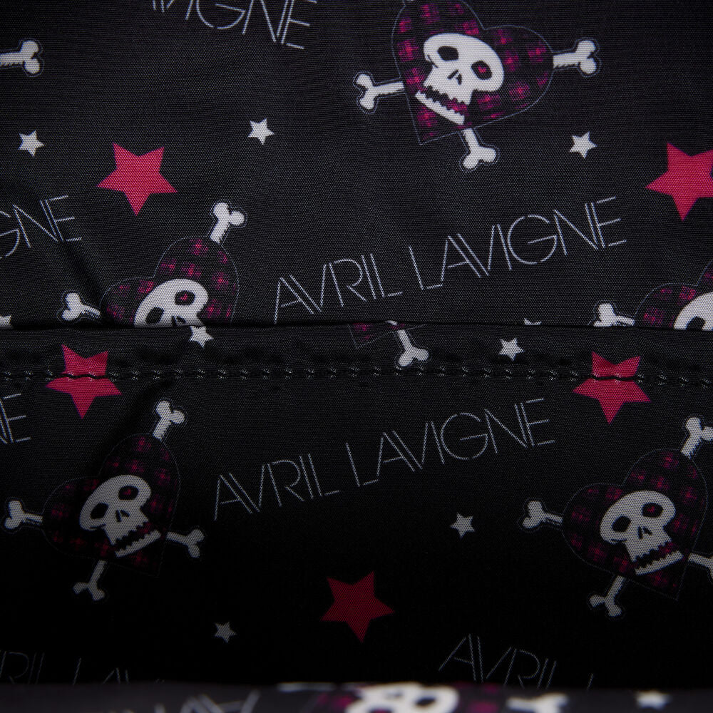 Mochila Loungefly de Avril Lavigne con calavera, corazón rosa y estampado de cuadros - 5