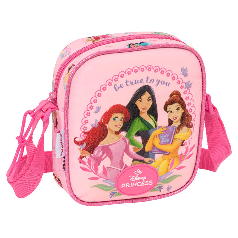 Bolso bandolera rosa Disney Princesas con Ariel, Mulán y Bella