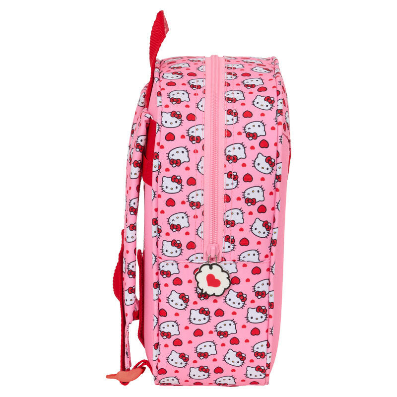 Mochila rosa de Hello Kitty de 27 cm con estampado de corazones - 3