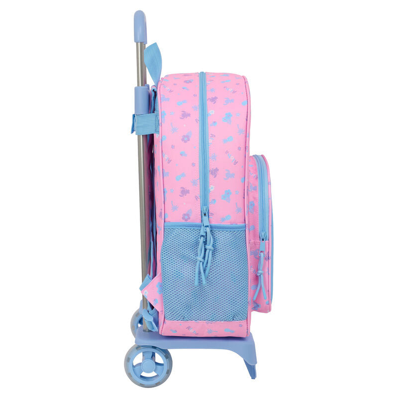 Mochila trolley rosa y azul de Stitch Disney con carro SAFTA - 3