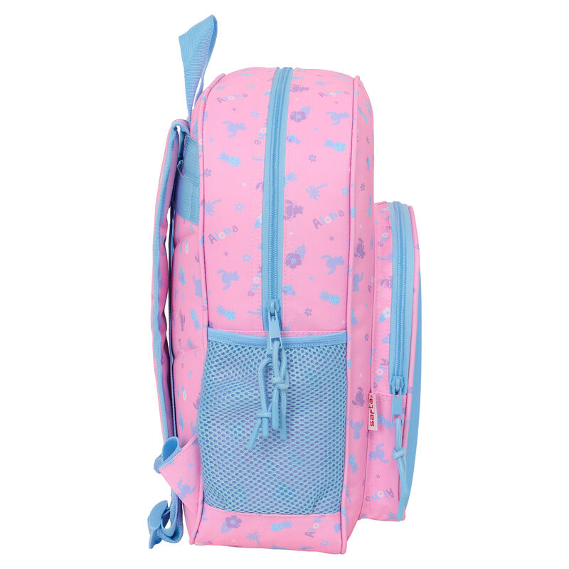 Mochila rosa y azul de Stitch Disney con bolsillo frontal y bolsillos laterales - 3
