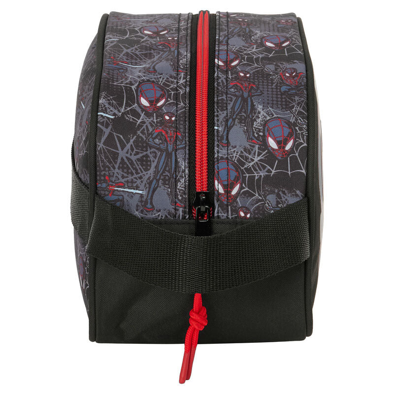 Neceser negro de Miles Morales Spider-Man con detalles rojos y asa lateral - 3