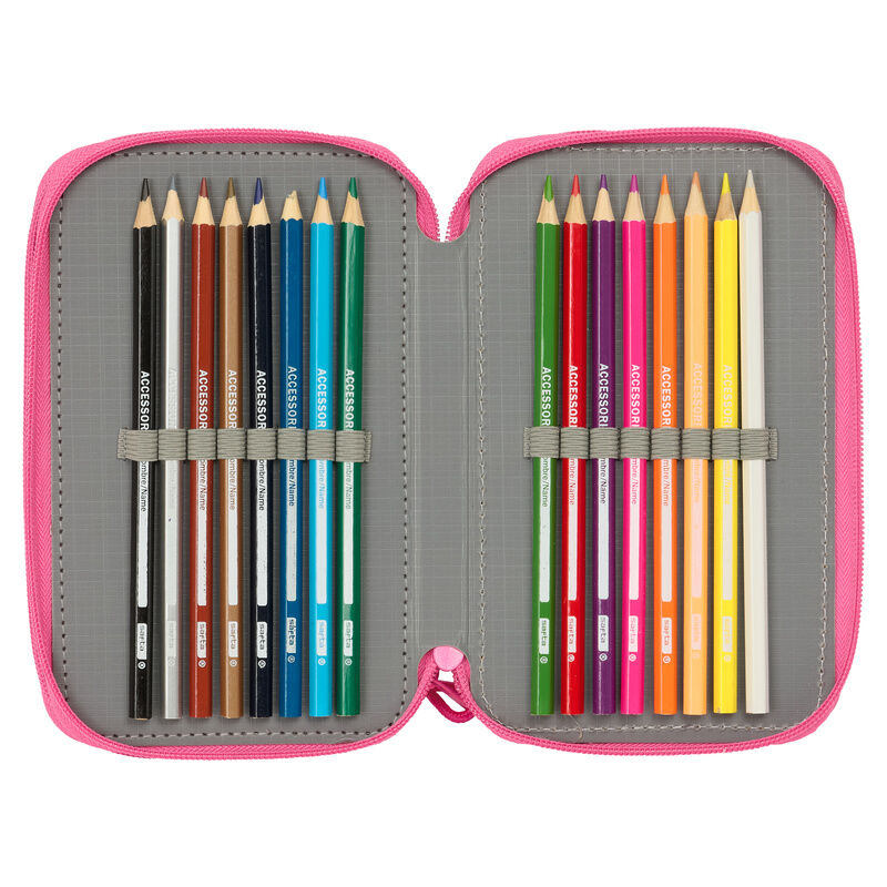 Plumier triple rosa de Princesas Disney con tres compartimentos - 5