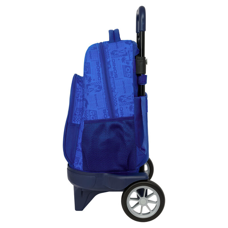 Trolley mochila azul de Sonic the Hedgehog con carro y ruedas - 3