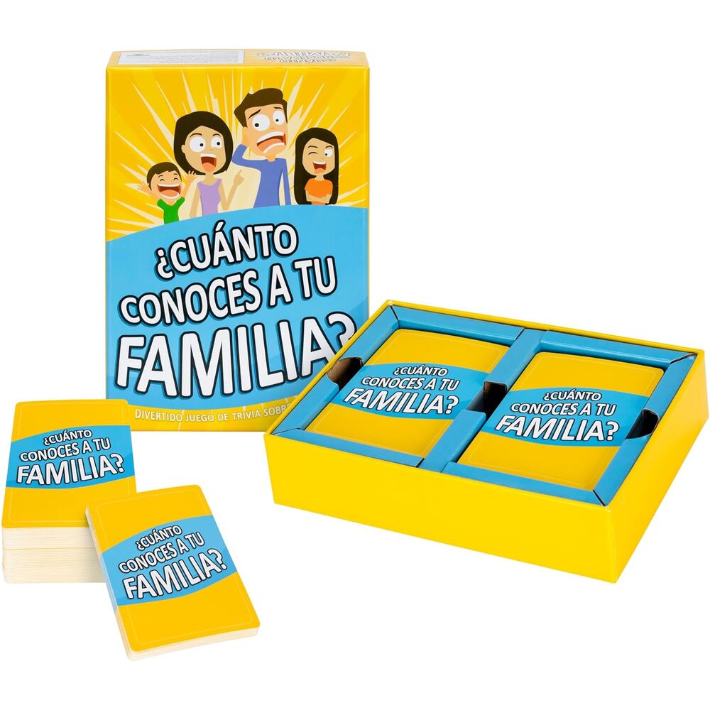 Juego de cartas ¿Cuánto conoces a tu familia? de MOOSE en caja amarilla y azul - 4