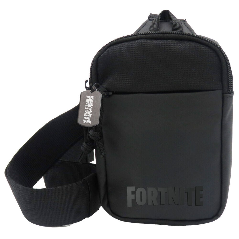 Bandolera negra de Fortnite con bolsillo frontal y correa ancha