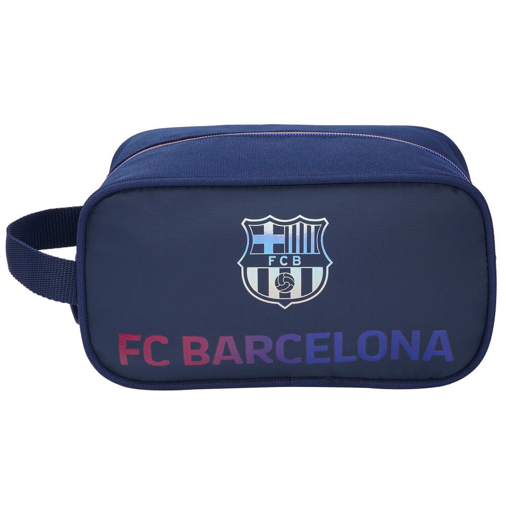 Portatodo azul marino del F.C. Barcelona con escudo y asa lateral
