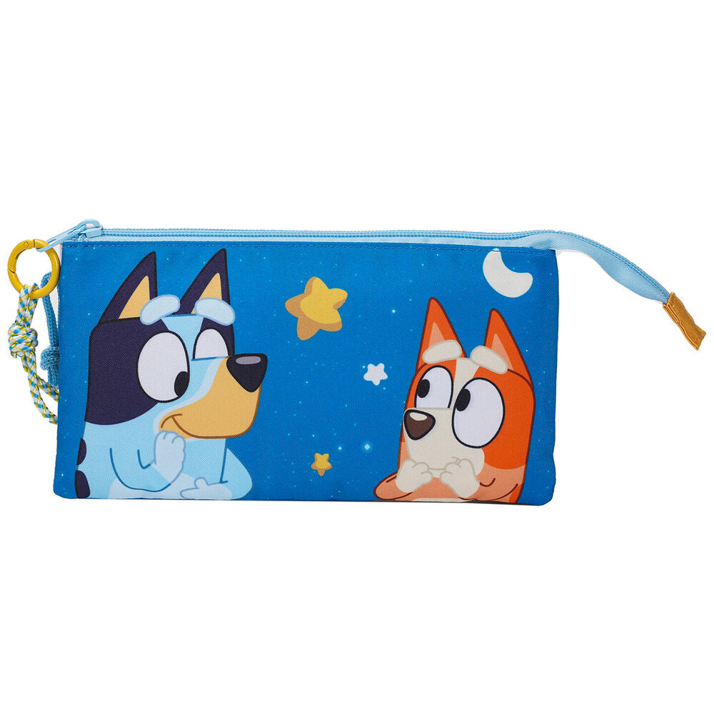 Portatodo triple Bluey azul con Bluey y Bingo