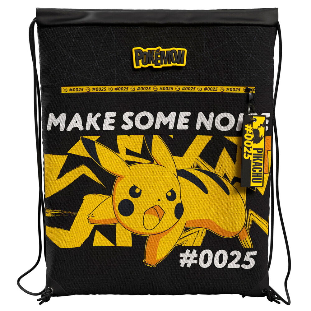 Saco negro de Pokémon con Pikachu en amarillo