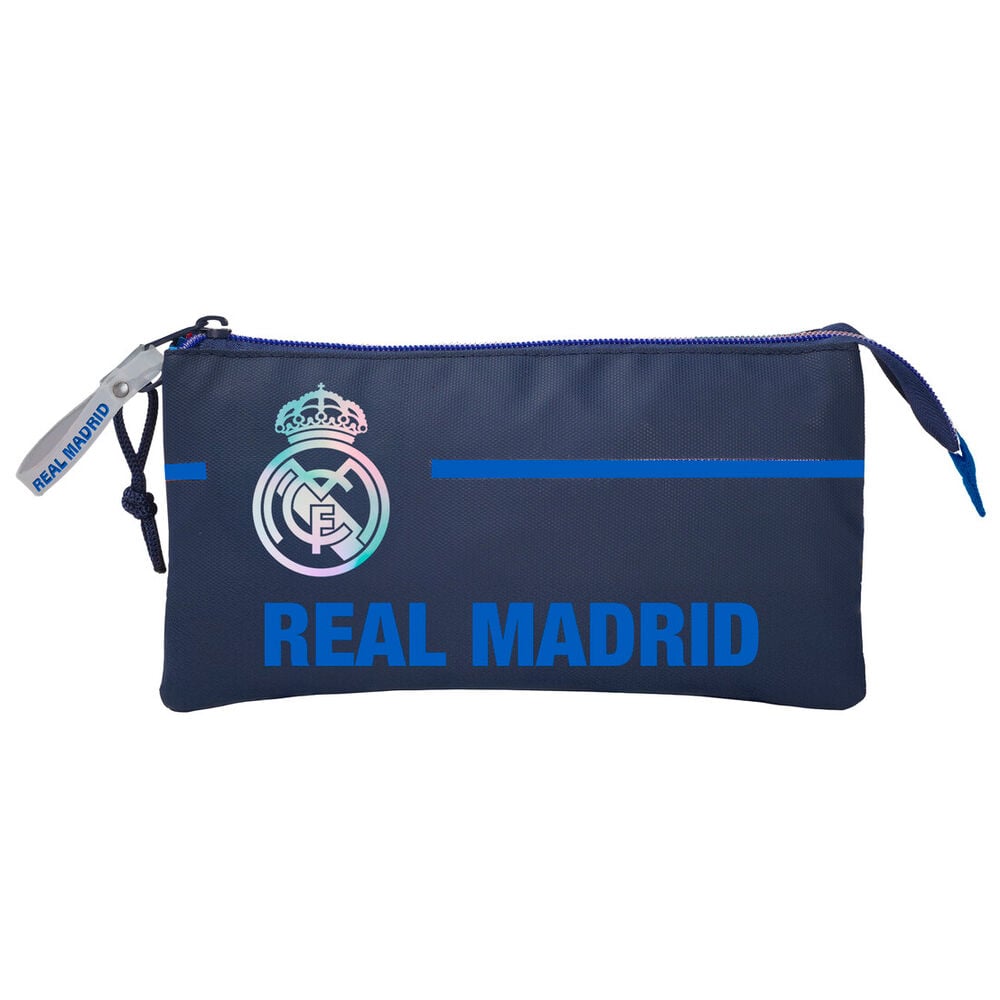 Portatodo triple Real Madrid azul marino con escudo