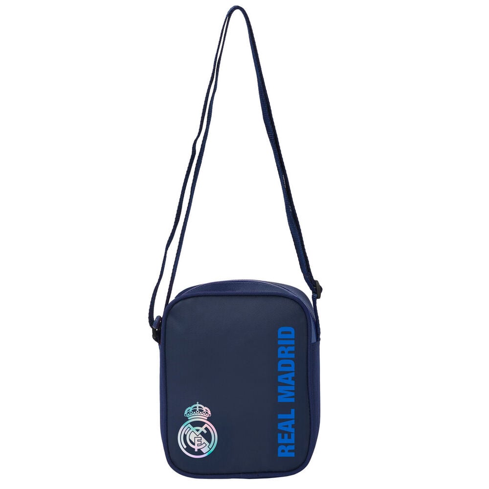 Bandolera Real Madrid azul marino con escudo y correa larga