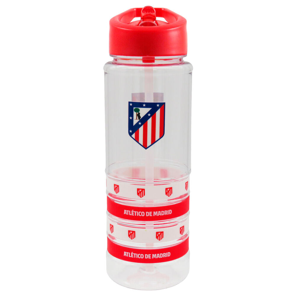 Cantimplora transparente del Atlético de Madrid de 700 ml con tapón rojo