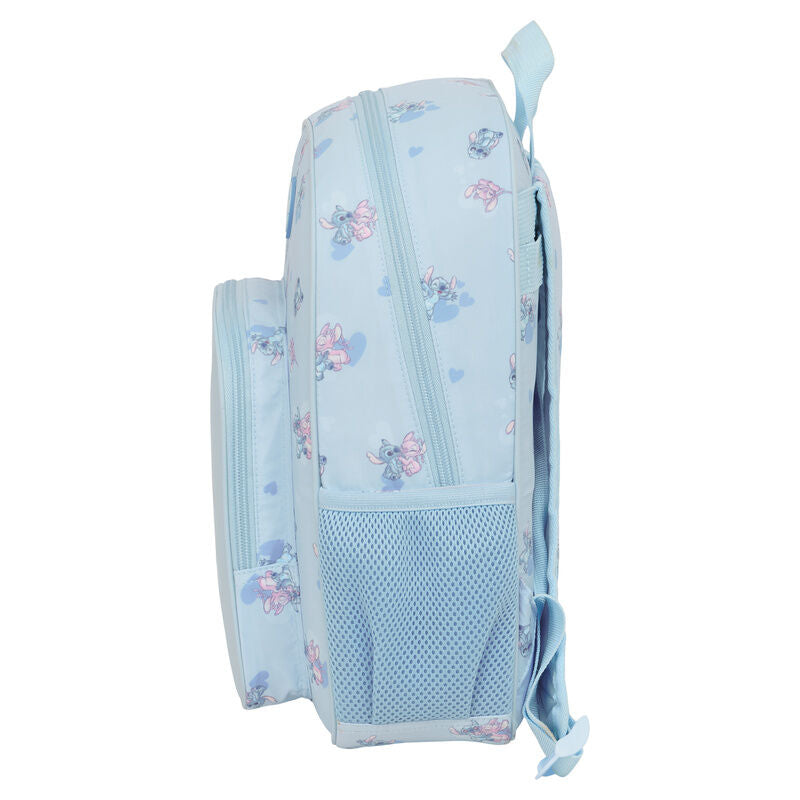 Mochila azul claro de Stitch y Angel con bolsillo frontal - 3