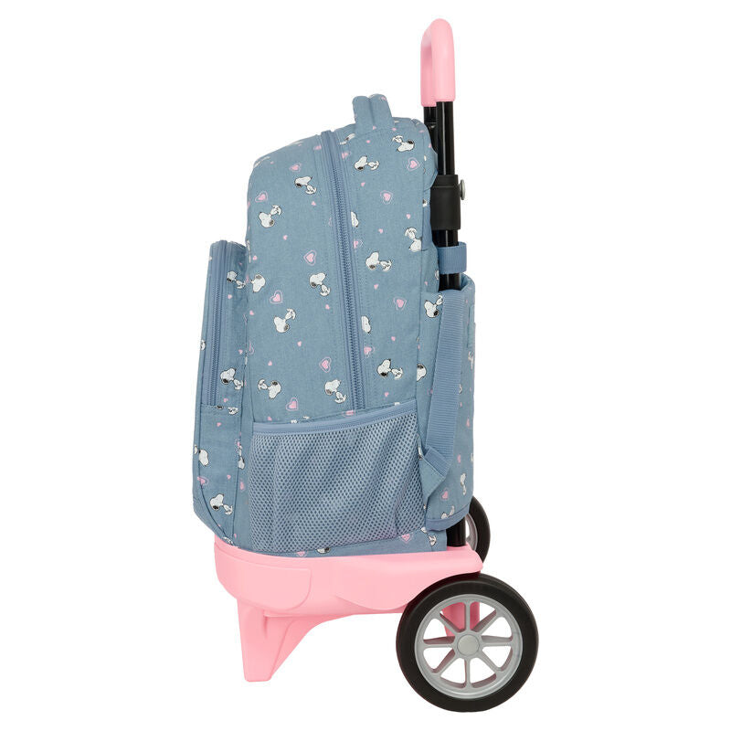 Trolley mochila azul y rosa de Snoopy con carro SAFTA - 4