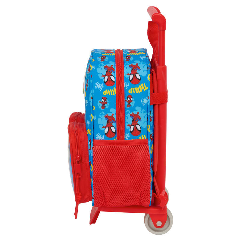 Trolley escolar Spidey Marvel azul y rojo con dos bolsillos frontales - 4