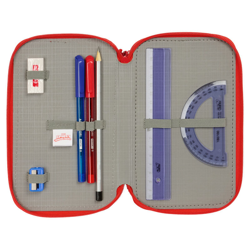 Plumier triple Spidey Marvel rojo y azul con tres compartimentos - 4