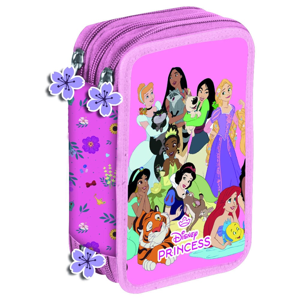Plumier triple rosa de Princesas Disney con estampado floral