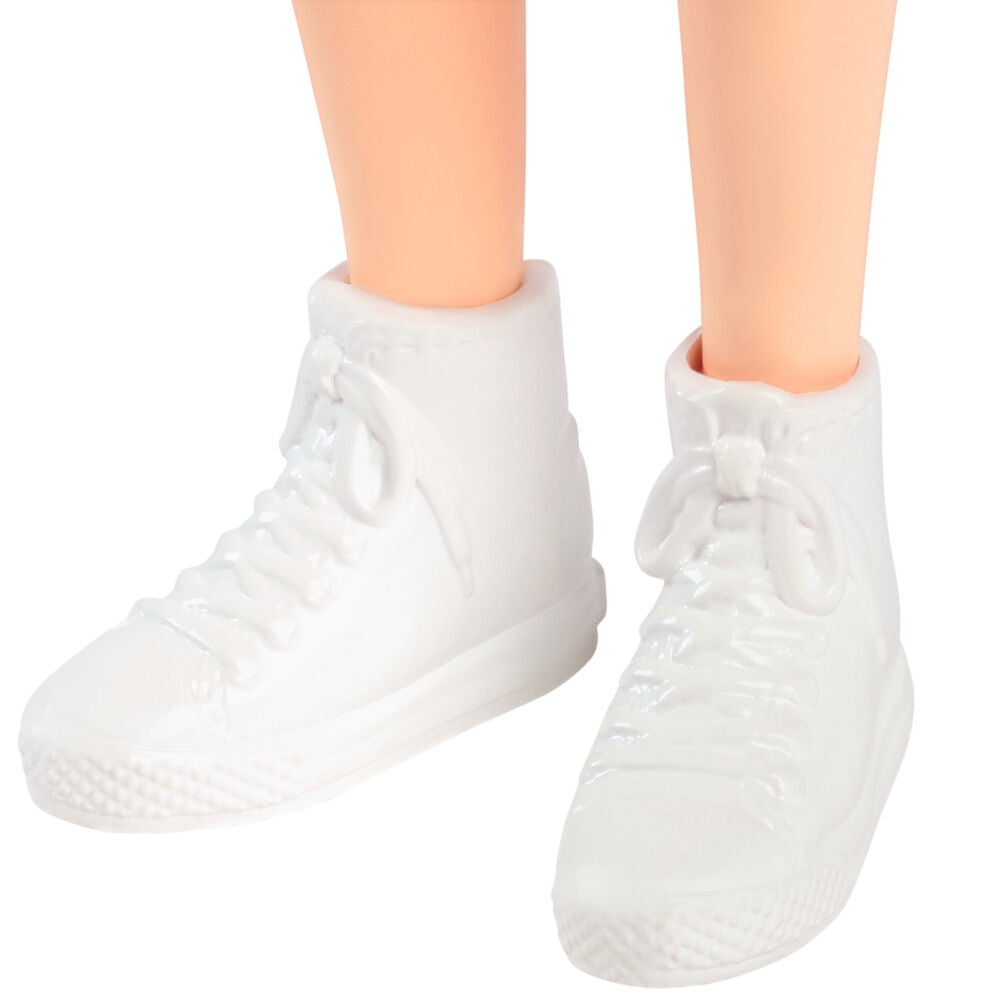 Muñeca Animadora Barbie con pelo rojo, top deportivo y falda morada - 5