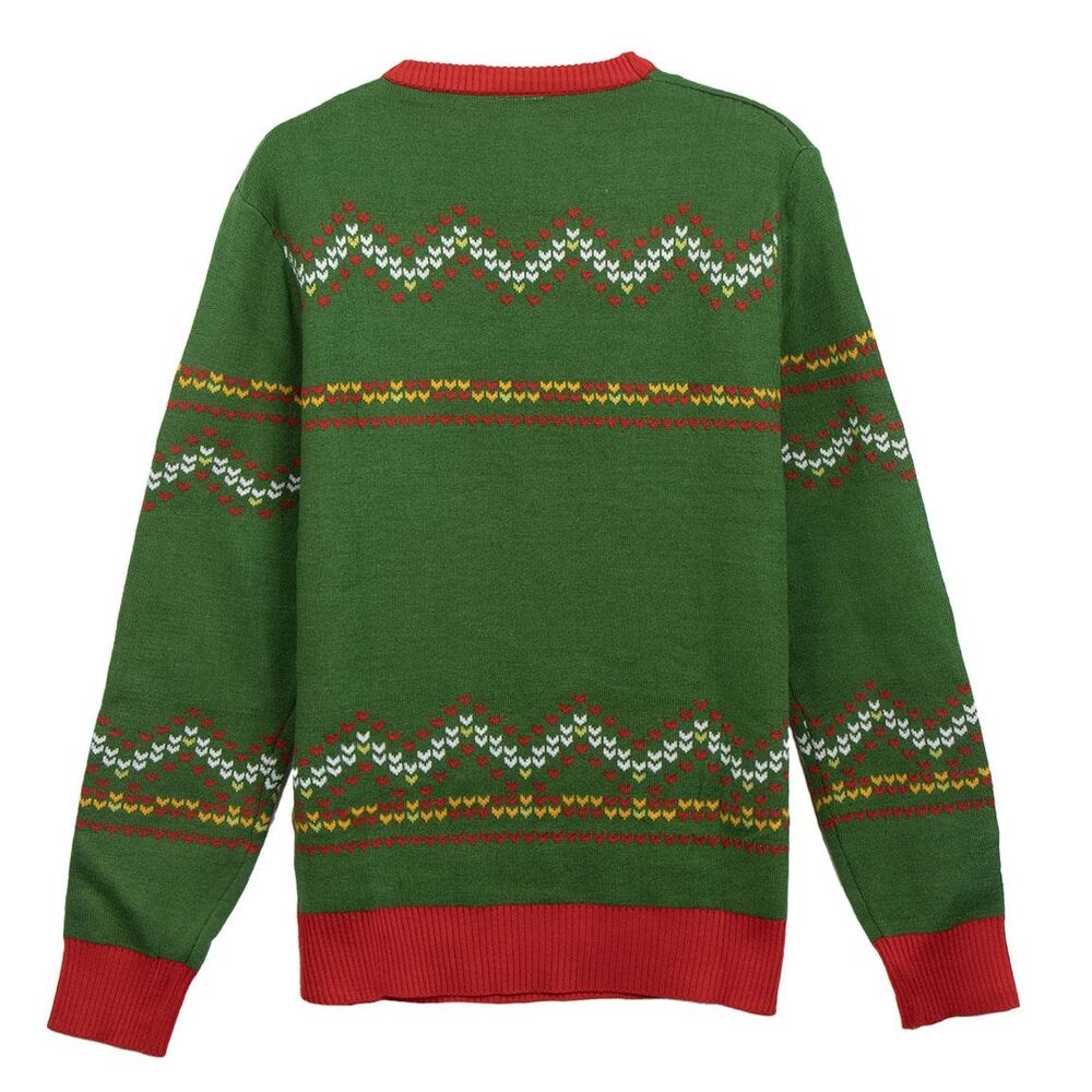 Jersey de punto navideño verde del Grinch con gorro de Papá Noel - 2