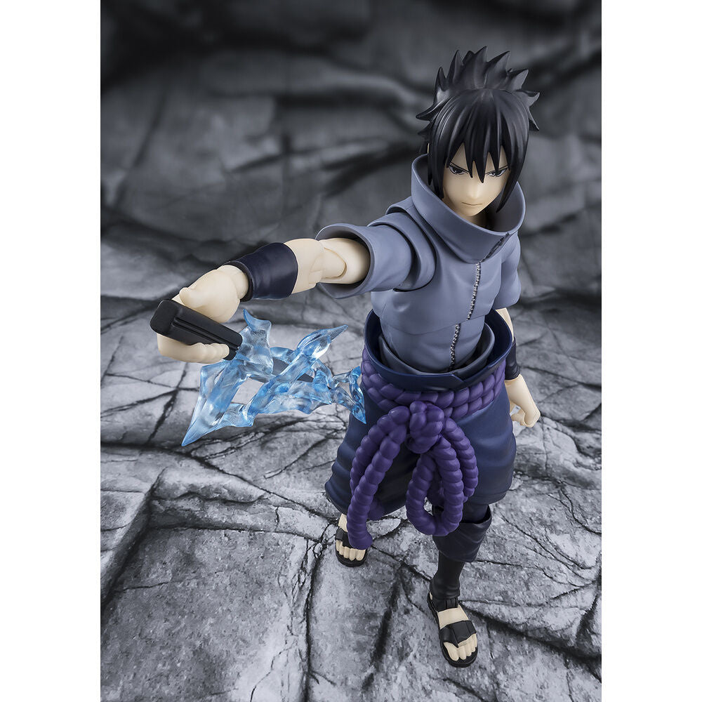 Figura S.H.Figuarts de Sasuke Uchiha con atuendo oscuro y cordón morado - 9