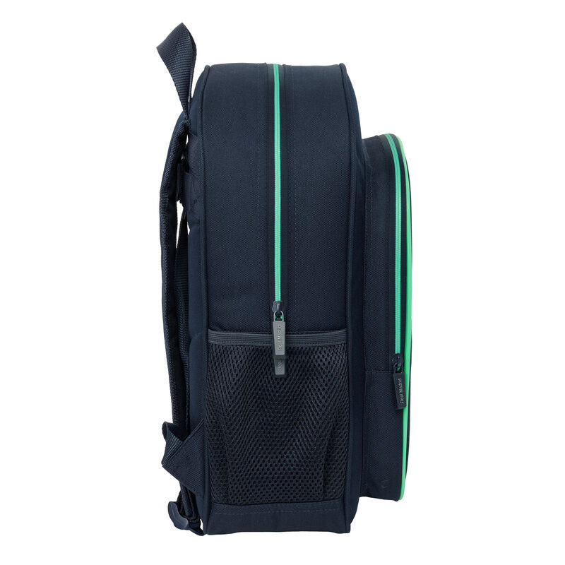 Mochila azul marino del Real Madrid con ribetes verdes y bolsillo frontal - 3