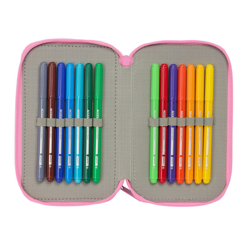 Plumier triple Monster High SAFTA de 37 piezas en rosa, turquesa y negro - 6