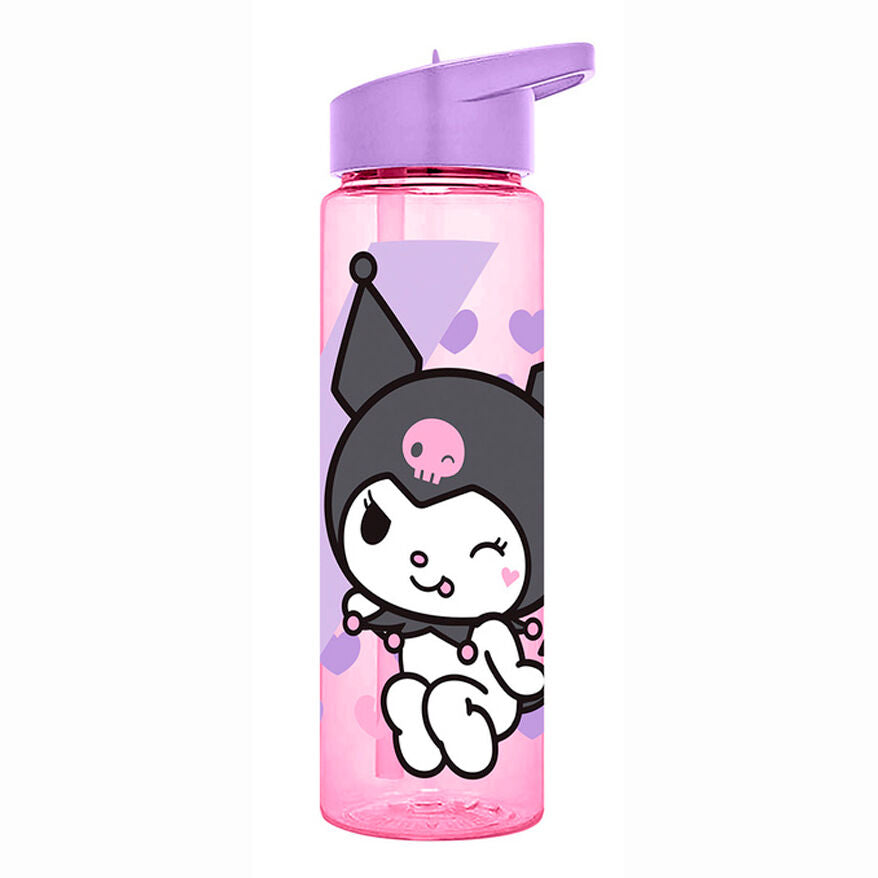 Cantimplora rosa de 600 ml con diseño de Kuromi y tapa morada