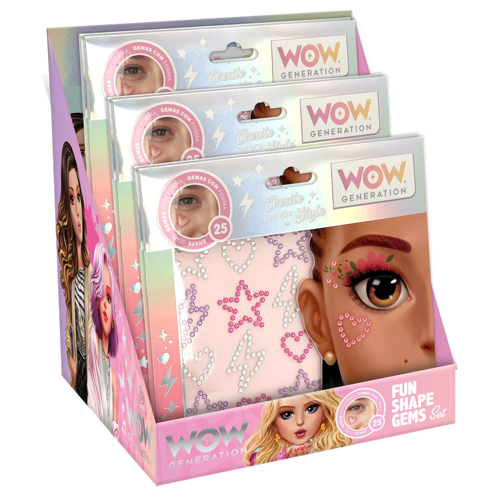 Gemas adhesivas faciales Wow Generation con diseños de corazones, estrellas y rayos - 2