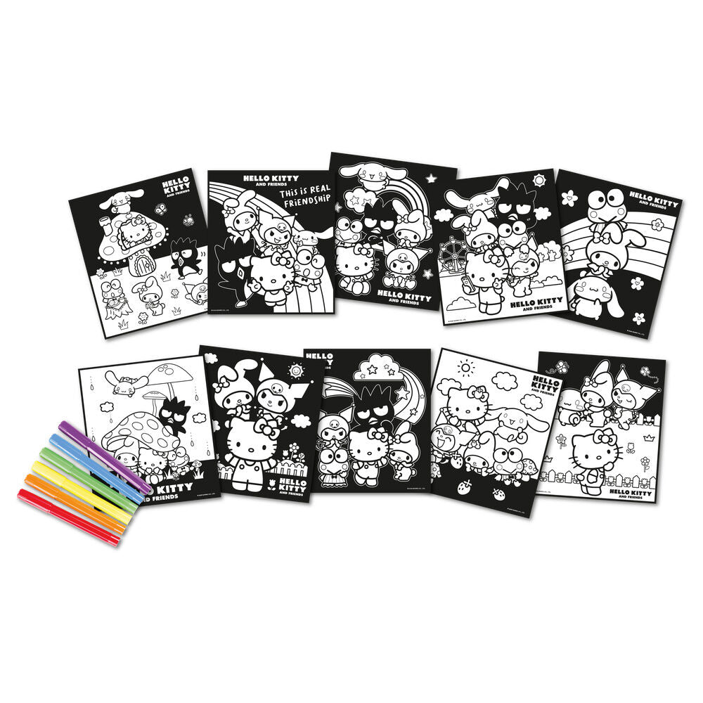 Libreta de colorear Hello Kitty and Friends con seis rotuladores - 2