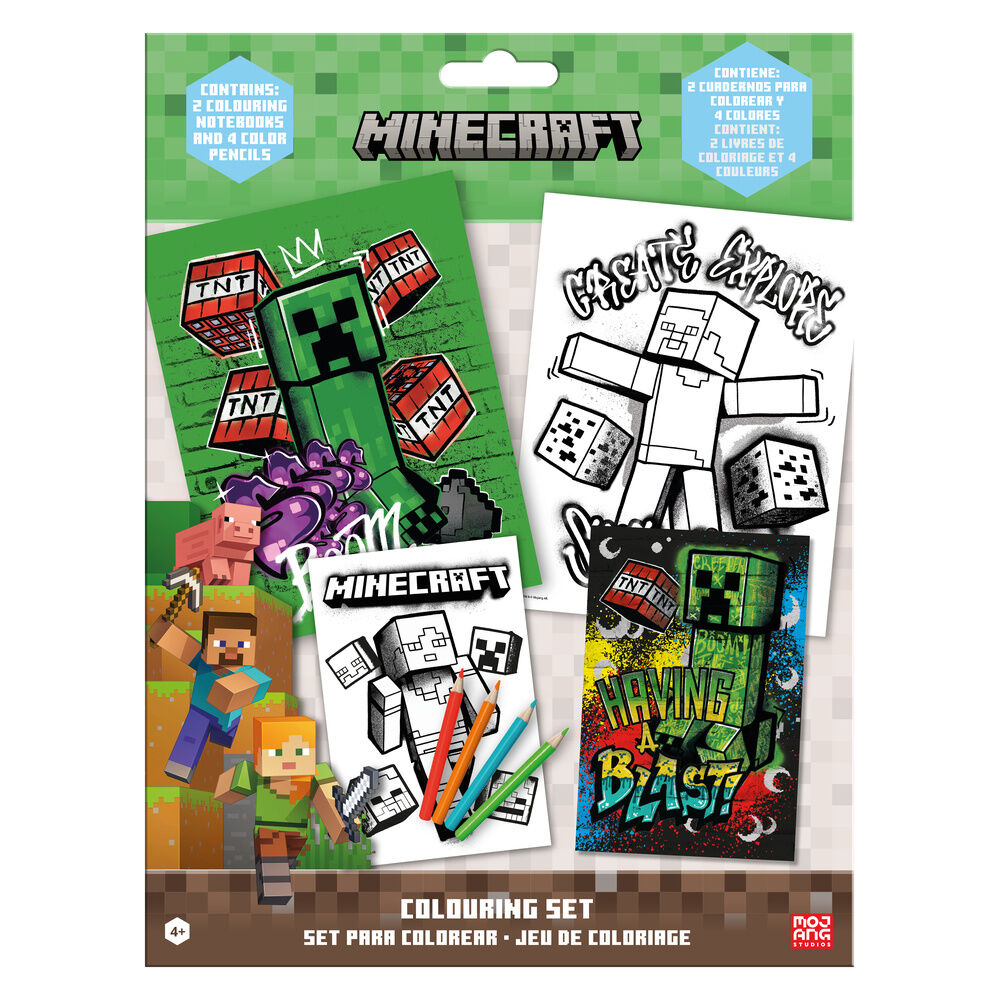 Set para colorear Minecraft con láminas y lápices de colores - 2