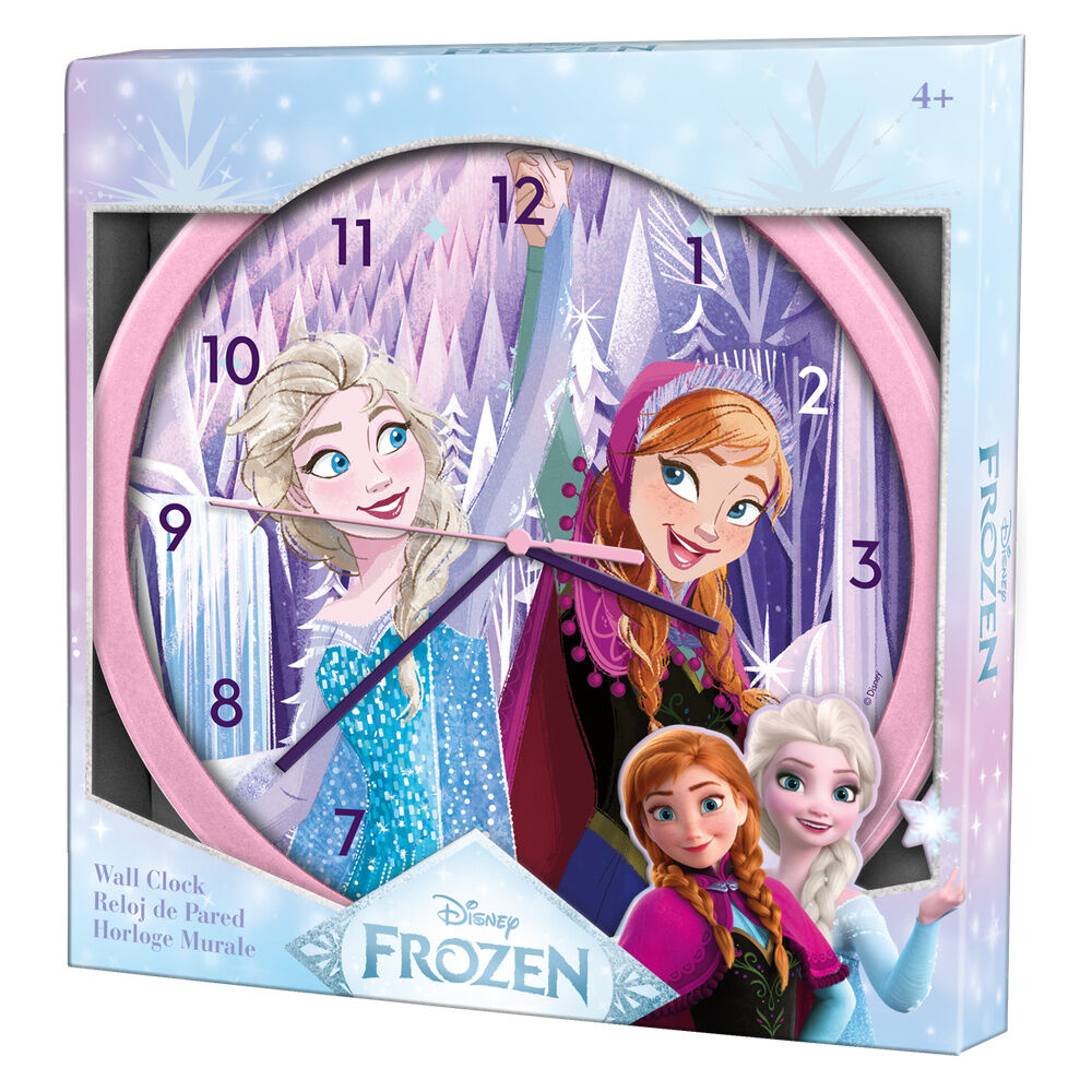 Reloj de pared Disney Frozen con Elsa y Anna y marco rosa - 2