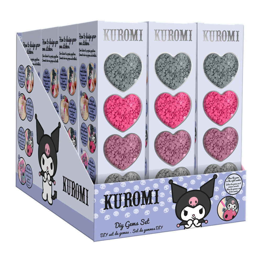 Set de pegatinas con gemas Kuromi en cuatro corazones - 3