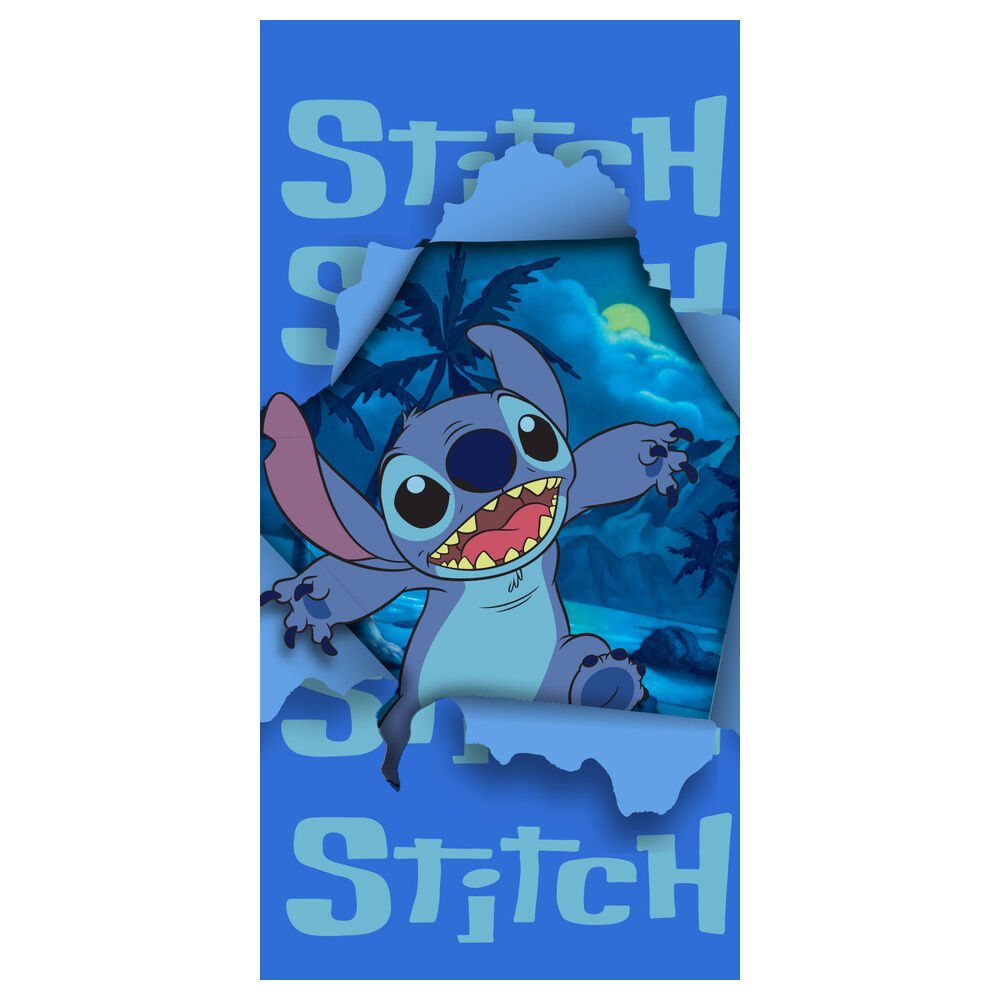 Toalla azul de microfibra Stitch Disney con estampado tropical