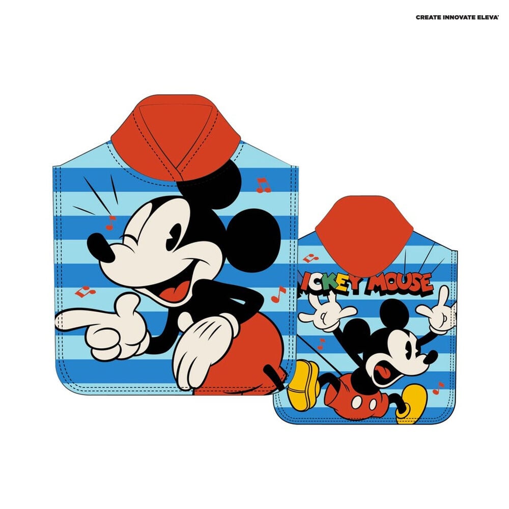 Poncho toalla Disney de Mickey Mouse con capucha y rayas azules