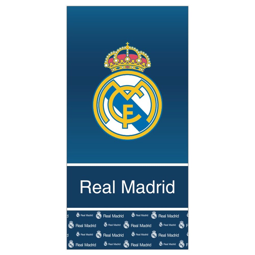 Toalla azul de microfibra Real Madrid con escudo central