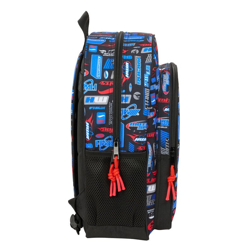 Mochila Hot Wheels negra de 38 cm con estampado de coches y llamas - 3