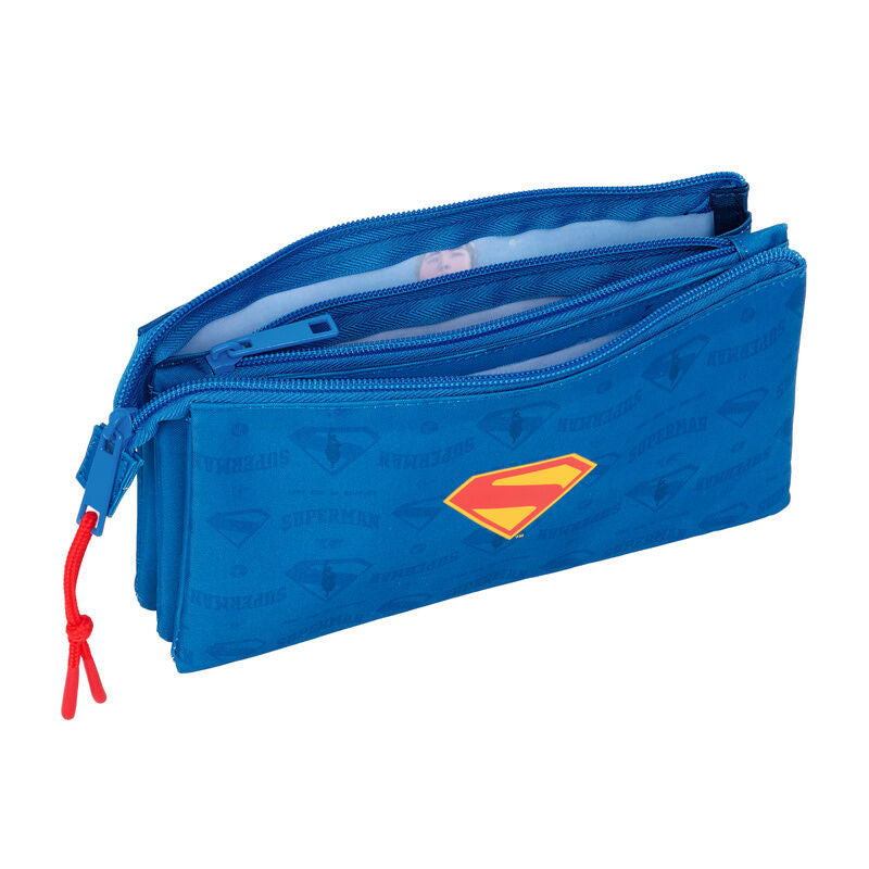 Portatodo triple azul de Superman DC Comics con tres compartimentos - 3