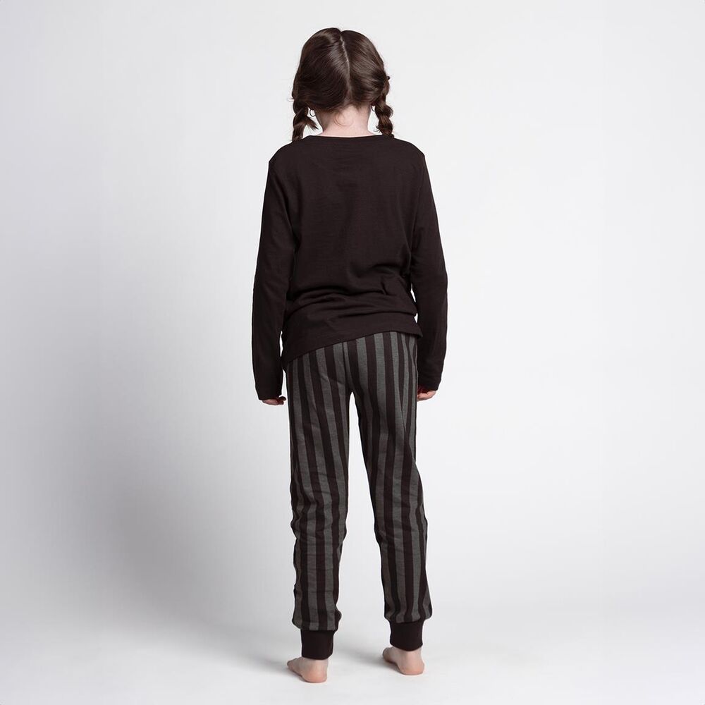 Pijama de manga larga Wednesday negro y gris con Miércoles y Thing - 5