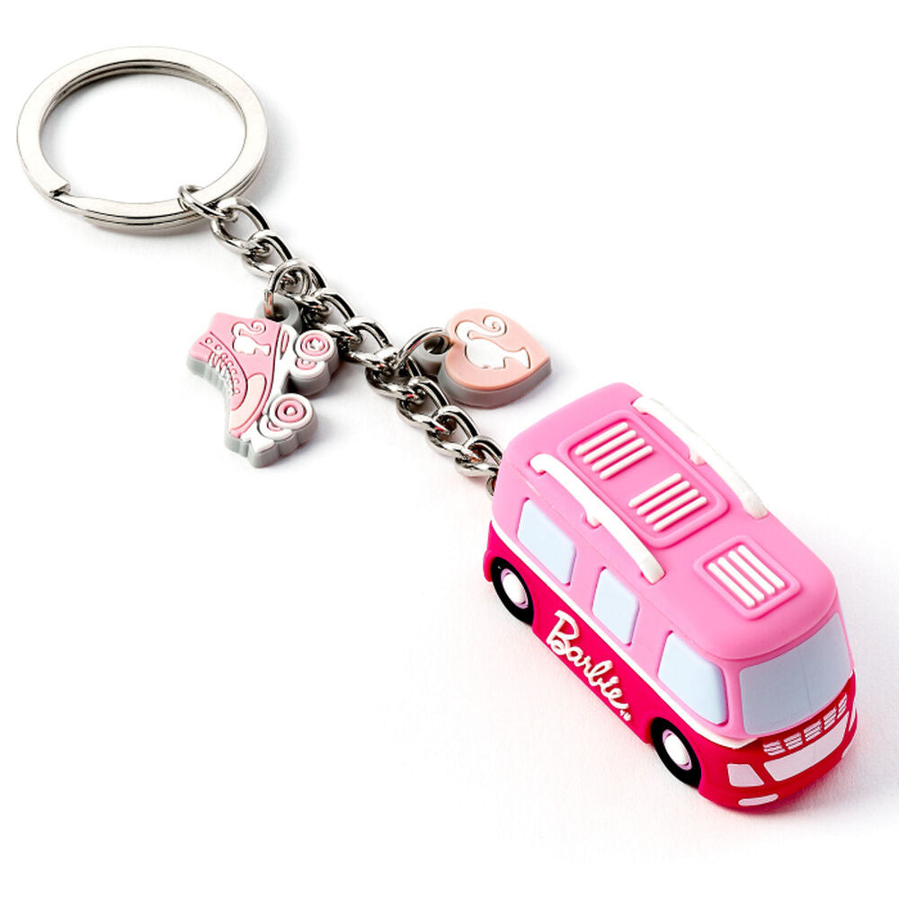 Llavero rosa Camper Van Barbie con colgantes de patín y corazón - 2