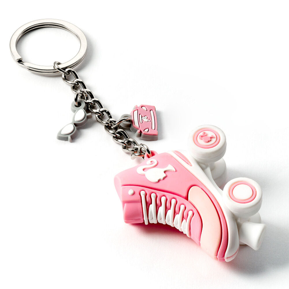 Llavero Barbie con patín rosa, gafas y mini maleta - 2
