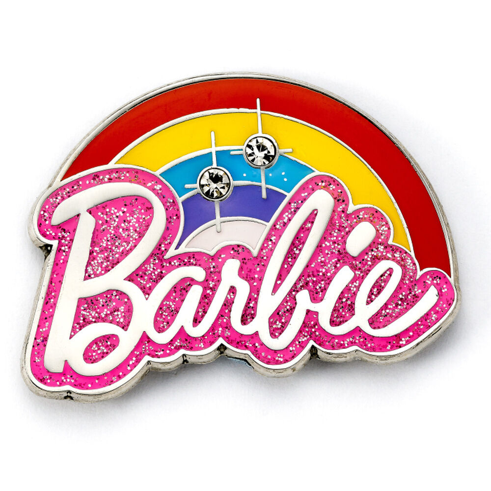 Pin Barbie Rainbow Logo rosa con arcoíris multicolor - 2