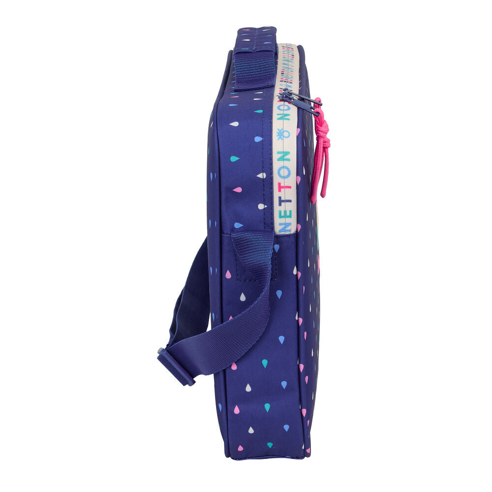 Cartera extraescolares Drop Benetton azul marino con estampado de gotas - 3