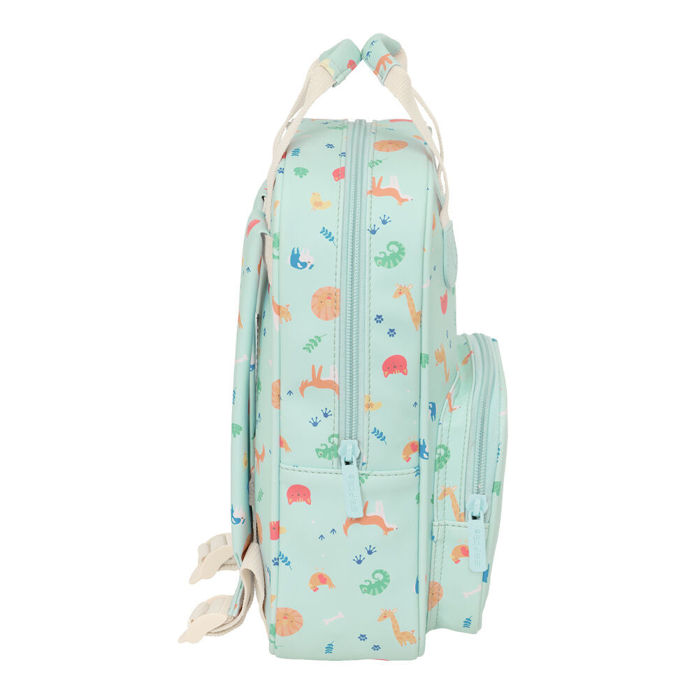 Mochila SAFTA Pandi verde menta con estampado de animales - 3