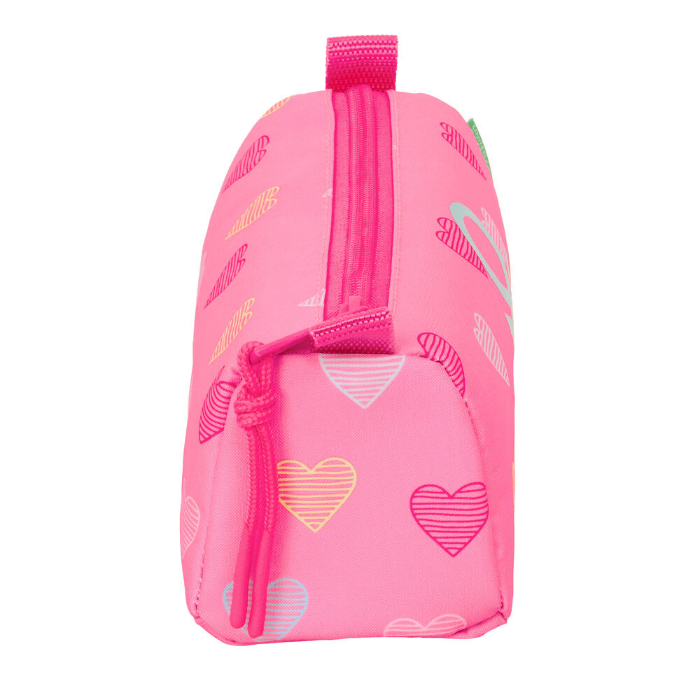 Portatodo Heart Benetton rosa con estampado de corazones - 3