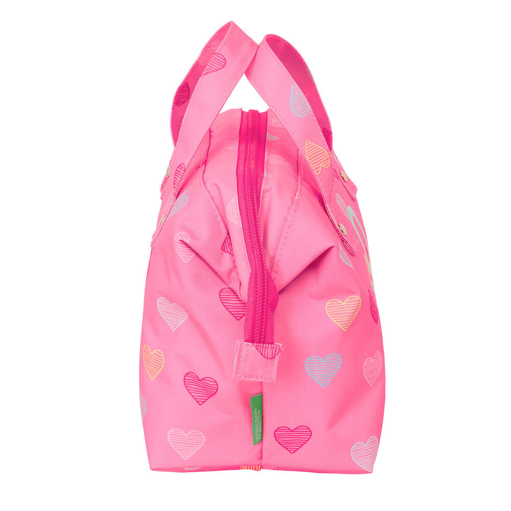 Neceser Heart Benetton rosa con estampado de corazones - 3
