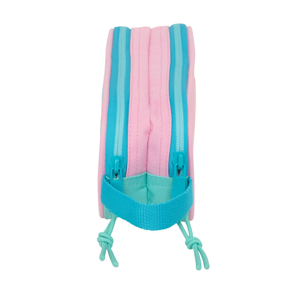 Portatodo doble Dolce Benetton rosa y turquesa con asa lateral - 3